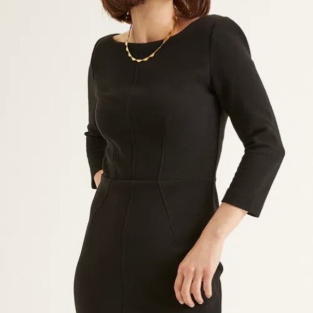 BODEN | Aurelia Ottoman Dress Midi Exposed Zipper Fitted 3/4 Sleeve | Size 12 - Picture 3 of 10